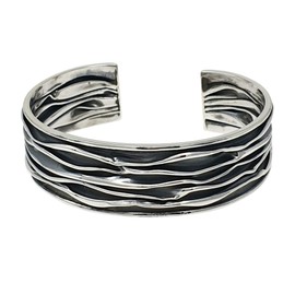 Treasure Bay Women's Bracelet - 925 Sterling Silver Cuff Bangle Bracelet for Women Crushed Style (20mm Crushed)