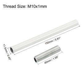 MECCANIXITY Threaded Extension Rod, 5.91" Lamp Pipe with Connector Light Fixture Parts for Pendant Light Island Lighting Chandeliers Stems, White 2 Set