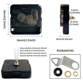 WinTaim Quartz Movement, Super Silent Clock Movement for Wall Clock Long Shaft and Short Shaft 8/13/18.5/20/22mm, DIY Repair Parts Replacement Movement Mechanism (Without Hands.WT-5168 Series)