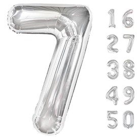 40 Inch Silver 7 Number Balloons Giant number balloons 7 Jumbo Mylar Foil Helium Balloon for 17 27 37 Birthday Digital Balloons for 70th Birthday Party Wedding Anniversary Party Decorations