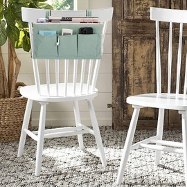 SUMTree Hanging Bedside Organiser, 6 Pockets, Waterproof Bedside Storage Bag, Bed Basket, Magic Tape and Hooks for Magazines, Phone, Pens, Remote Control (Green)