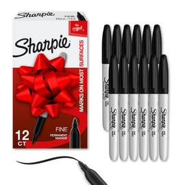 Sharpie Permanent Markers Set Quick Drying And Fade Resistant Fine Point Marker For Wood Plastic Paper Metal And More Drawing Coloring And Poster Marker Black 12 Count