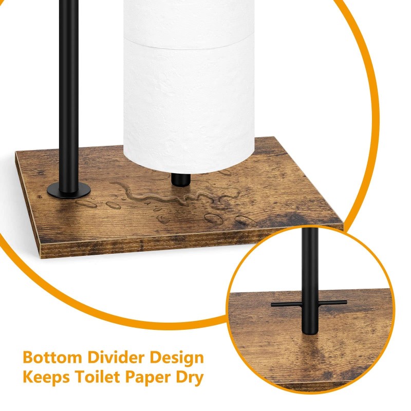 Bty Rustic Brown Farmhouse Toilet Paper Dispenser - FreeStanding Tissue
