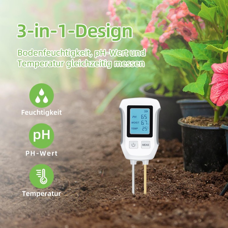 Tolesum 3-in-1 Soil Meter, PH Value Soil Meter, Digital Soil