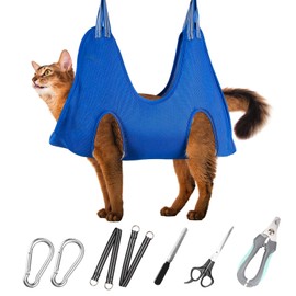 ATESON Pet Grooming Hammock Harness for Cats & XS Small Dogs, Dog Sling for Cutting Nails, Dog Hanging Holder Hanger for Nail Trimming with Nail Clippers, Nail File, Scissors