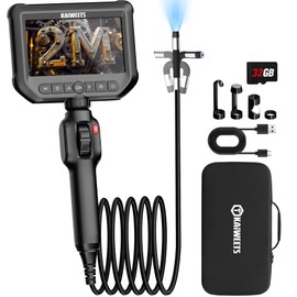 Two-Way Articulating Borescope Camera with Light, KAIWEETS 0.33in Industrial Endoscope Camera with Light, 6.6FT Flexible Snake Inspection Scope for Automotive and Aircraft Mechanics