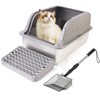 Enclosed Stainless Steel Cat Litter Box with Lid, XL Extra