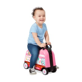 Radio Flyer 3-in-1 Happy Trav’ler Ice Cream Truck Toddler Carry-On, 17" Ride-On & Storage Suitcase, Compact Kids Travel Toy, Ages 2–5