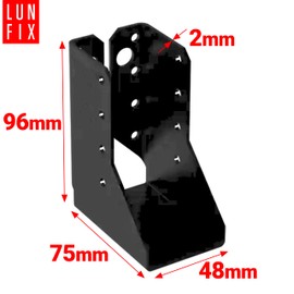 Balkenschuh Typ B gebogen 48x96x75x2,0 mm Stahl verzinkt und schwarz pulverbeschichtet (DUPEX) dekorativ für Pergola Carport Zaun Terrasse Holzbau