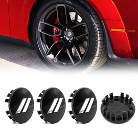 4 Pieces ABS Plastic 2.5“ 64mm Chrome // Stripe Glossy Black Surface Car Custom Hub Center Caps for Charger Challenger with 20" Wheels 6CZ27DX8AA