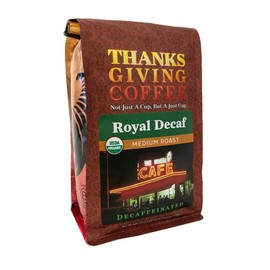 Thanksgiving Coffee "Royal Decaf - Medium Roast" Medium Roasted Organic Whole Bean Coffee - 12 Ounce Bag