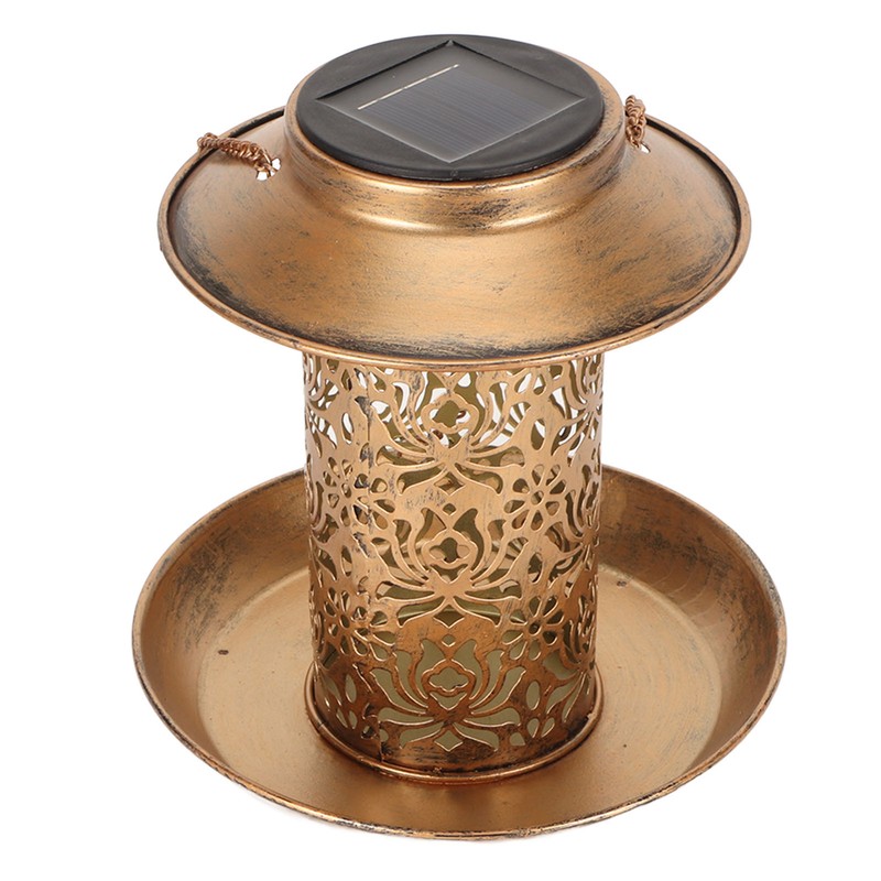Hanging Bird Feeder Solar Powered Light Hollow Design Sturdy Stable