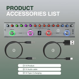 Guitar Pedal Multi Effects Bass with 36 Editable Presets, Chorus, Amp, Delay, Reverb, MOD, IR CAB, Music Recording, Tuner, Built-in Battery, BT Connection Digital Electric Bass Effector Bluetooth