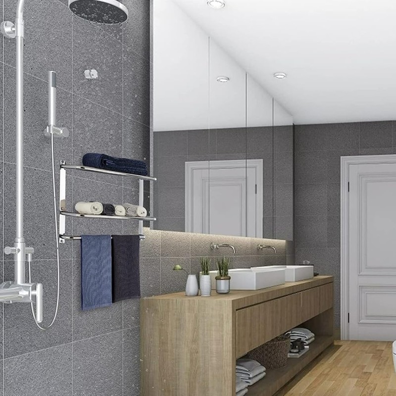2-Tier Towel Rack Floating Shelf with Towel Bar, 30-Inch W