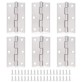 MABAHON 6 x Door Hinges 75 mm Metal Hinges Folding Hinges Cabinet Door Hinges with Screws for Home Furniture, Cabinet Doors Wooden Door Hinges (Silver)