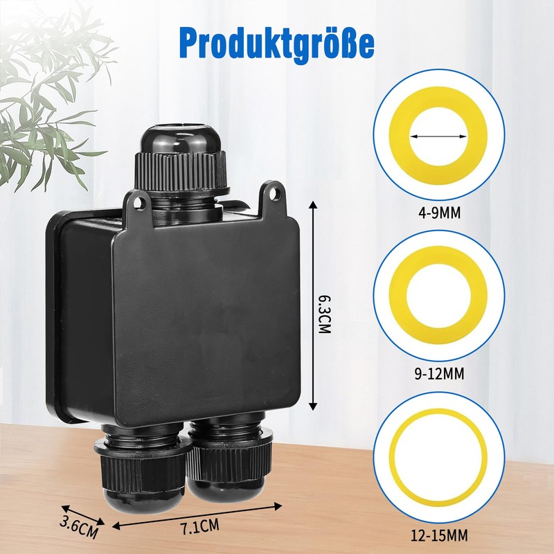 4 Piece Junction Box Waterproof IP68: 3-Way Underground Cable Connector