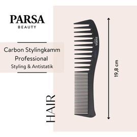 PARSA Beauty High-quality carbon styling comb, anti-static, all-rounder for all hair types, professional comb made of excellent material, 19.8 x 5 x 1 cm