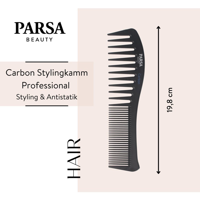 PARSA Beauty High-quality carbon styling comb, anti-static, all-rounder for all