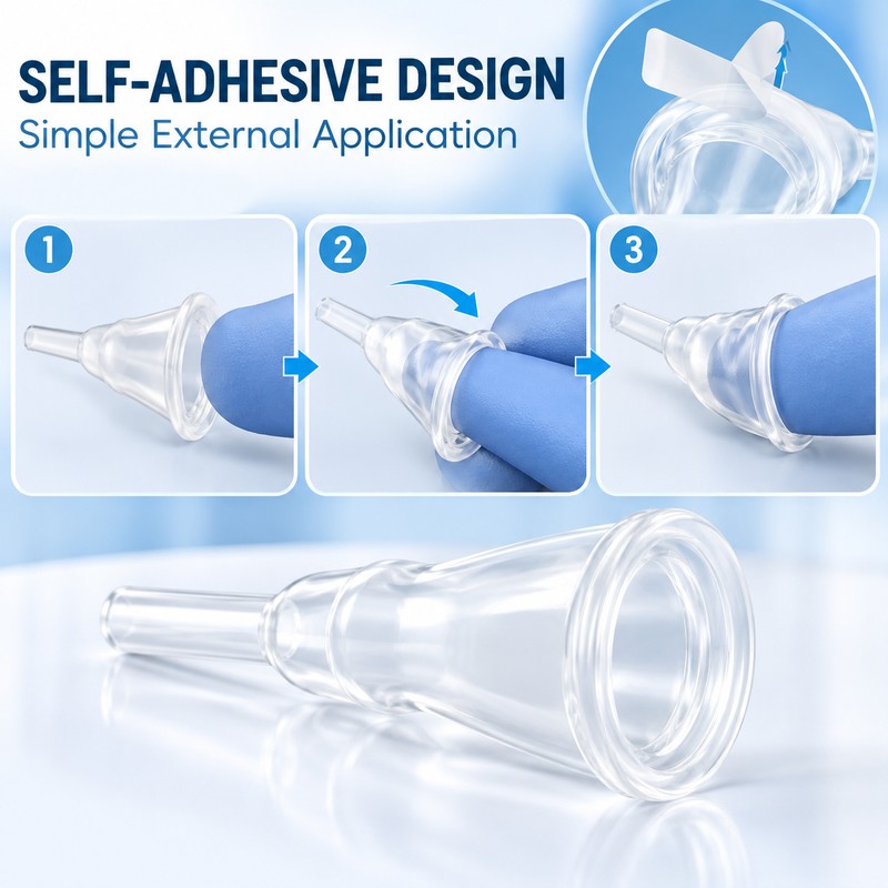 Male External Catheter for Urine Drainage – Self-Adhesive Silicone Design