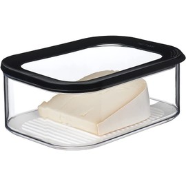 Mepal Modula Cheese Jar - 2000 ml Capacity - Fridge Container for Cheese Pieces and Slice Cheese - with Anti-Condensing Insert - Dishwasher Safe, Plastic, Black, 22.4 x 16 x 8.6 cm