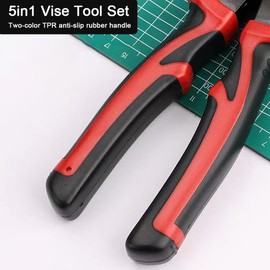 5in1 Multifunctional Interchangeable Heads Pliers Set Steel Wire Pliers Vise Stripping Pliers Set Multi-purpose Electronic Maintenance Tools for Electrician-GTRH