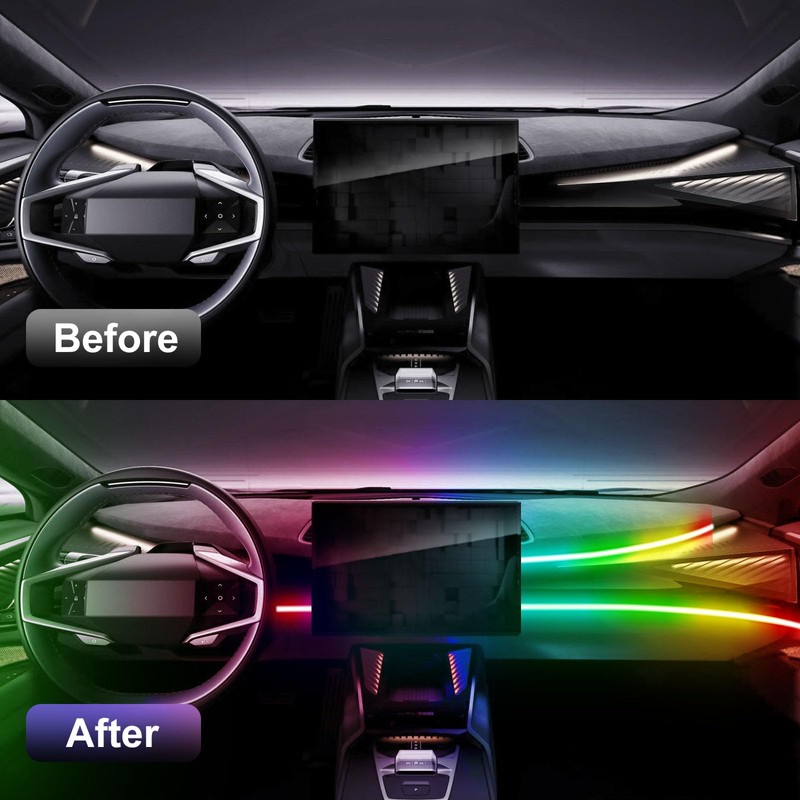 GPJYD 2 in 1 Acrylic Car LED Lights Interior, RGB
