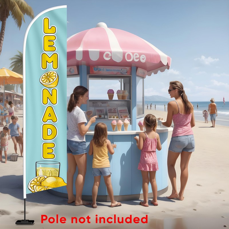 Lemonade Sign Feather Flag - Lemonade Banner Flag - Windless