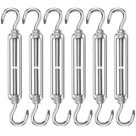 ANOMM 6PCS M6 Turnbuckle Wire Tensioner, 304 Stainless Steel Adjustable Turnbuckle Hook, Eye Rope Cable Tension, Heavy Duty Sun Shade Sail Fixing for Rope Tightener, Garden Wire, ClotheslineTensioner