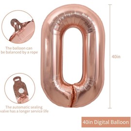 TONIFUL 40 Inch Large Rose Gold Number 30 Balloons Giant Digital 30 Helium Balloons, Foil Mylar Big Number Balloons for 30th Birthday Party 30th niversary Supplies Decorations