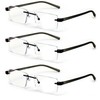 V.W.E. 3 Pairs Lightweight Rimless Reading Glasses Metal with Flexi