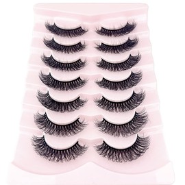 OCHILIMA Russian Strip Eyelashes, Natural Look Eye Lashes, False Lashes, Wispy D Curly Fluffy 3D Effect, Cat Eye, Soft, Fake Eye Lashes, Pack of 7 Pairs (b3)