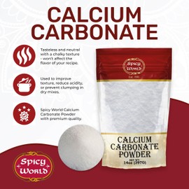 Spicy World Calcium Carbonate Powder 14oz - Dietary Supplement, Food Preservative, Acid Neutralizer