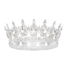Queen Crown Rhinestone Wedding Crowns and Tiaras for Women Costume Party Hair Accessories Princess Birthday Crown Crystal Bridal Crown (Silver & White Crown)