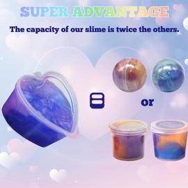 28Pcs Galaxy Slime Set, Heart Slime Stress Relief Fidget Toys for Kids Birthday DIY Favors Easter Basket Stuffers Eggs Filler Classroom Prizes Exchange Gift