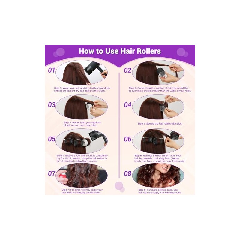 50 Pcs Rollers Hair Curlers Set with 24Pcs Self Grip