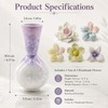 Mini Ceramic Vase with 5 Removable Porcelain Flowers, Purple Crystal