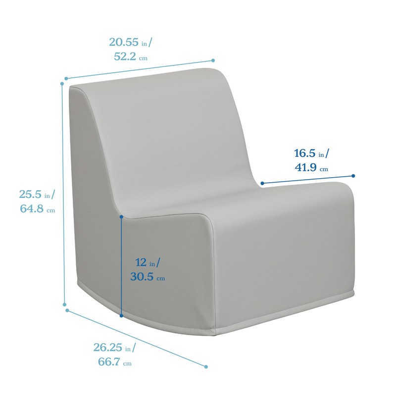ECR4Kids SoftZone Rocker, Flexible Seating, Grey