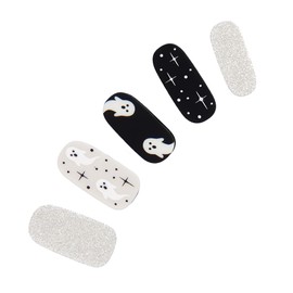 Dashing Diva Gloss Nail Strips - Ghostly Touch | UV Free, Chip Resistant, Long Lasting Gel Nail Stickers | Contains 32 Nail Wraps, 1 Prep Pad, 1 Nail File