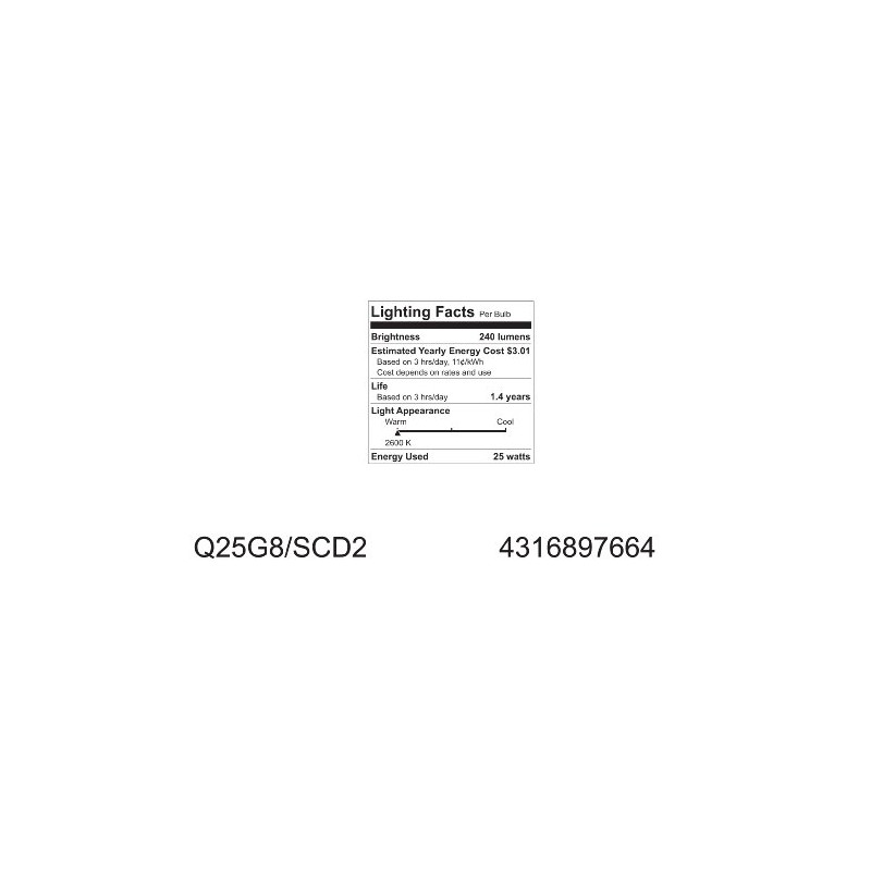 GE 97664 25-Watt 240-Lumen Specialty T4 Halogen Light Bulb, Clear,