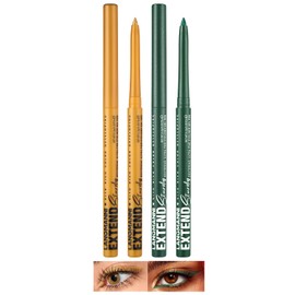 LANGMANNI 2Pcs Metal Colorful Eyeliner Pencil Set - Matte & Shimmer Eye Makeup,Smooth Use Long-Lasting & Waterproof Eyeliner Set(#03+04)