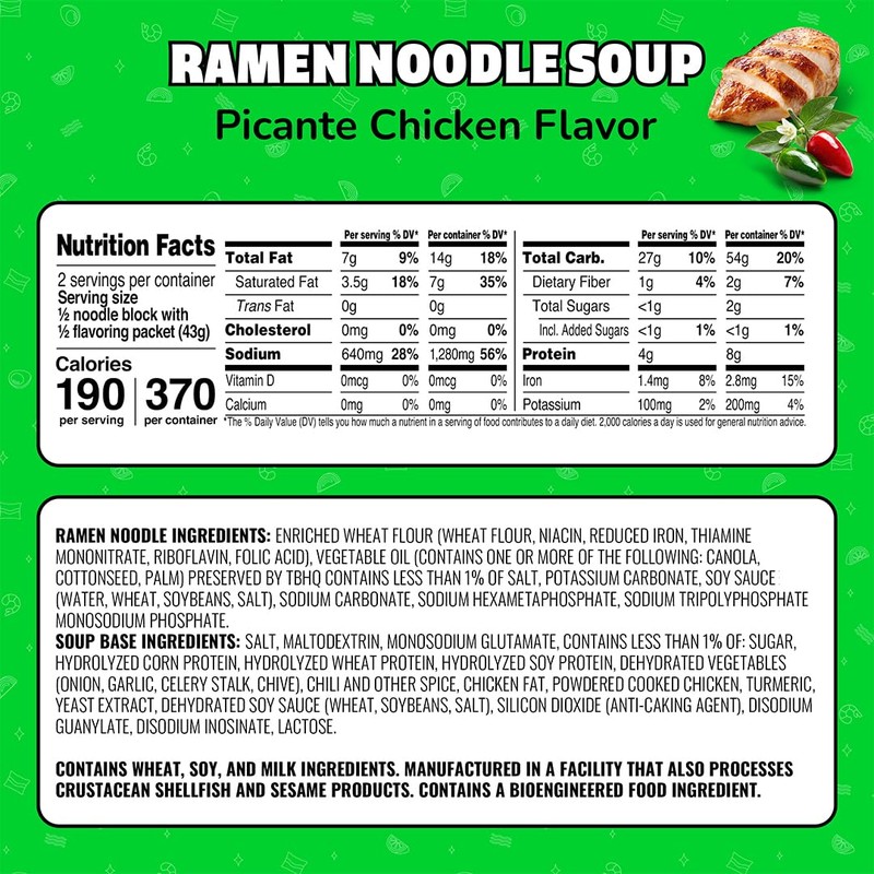 Maruchan Ramen Picante Chicken, Instant Ramen Noodles, Ready to Eat