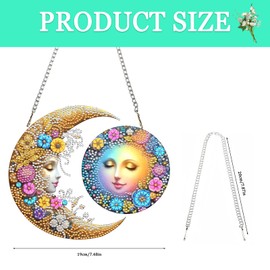 Auremi Moon Sun Hanging Diamond Painting Kits for Adults, 5D Diamond Painting Hanging Sign Kits Crystal Art Window Ornaments Easy Diy Crystal Suncatchers Pendant Gem Art for Garden Wall Decor