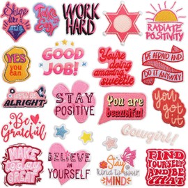 22 parches para planchar con cita positiva, apliques bordados motivacionales para ropa, mochilas, diarios, manualidades