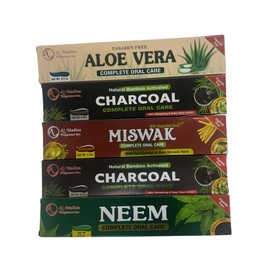 Ultimate Toothpaste Combo - Aloe Vera, Miswak, Charcoal, Charcoal & Neem Toothpaste - Oral Care for Sensitive Teeth - Paraben-Free - Refreshing Oral Care - Pack of 5