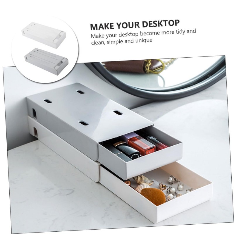 COHEALI 2pcs Plastic Desktop Storage Box Stackable Drawers Desk Organizers