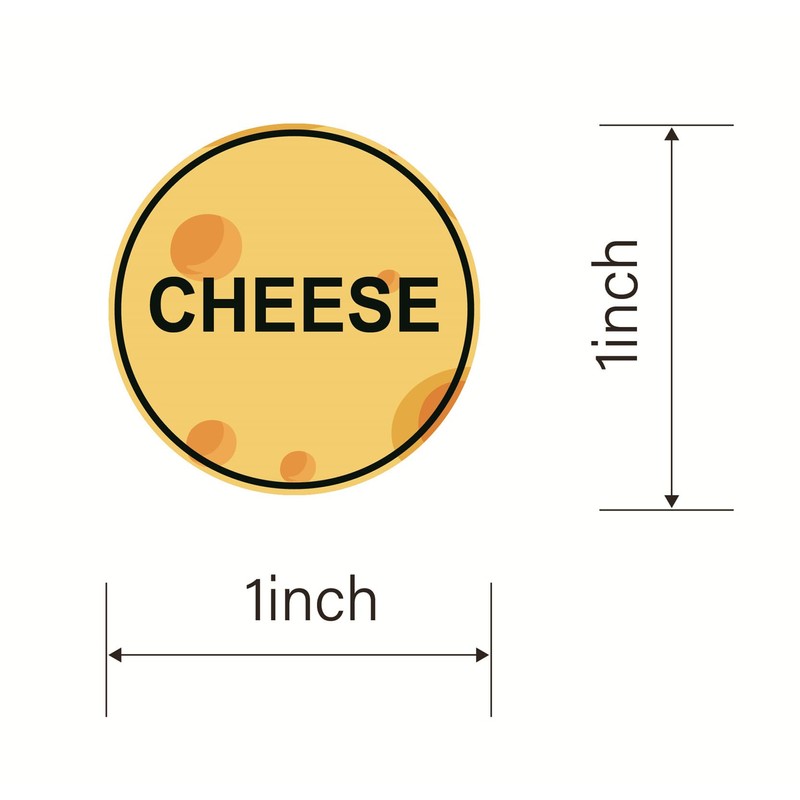 Cheese Sticker, 1inch 500pcs Round Cheese Food Packaging Stickers