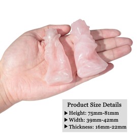 mookaitedecor Rose Quartz Hand Holding a Rose Figurine Rose Flower Gift for Women Mum Her, Carved Crystal Pink Rose Ornament Sculpture Healing Crystal Gift Art Hand Statue Aesthetic Room Decor