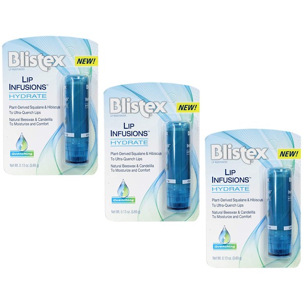 Blistex Lip Infusions Hydrate Lip Moisturizer 0.13 Ounce (3 Pack)