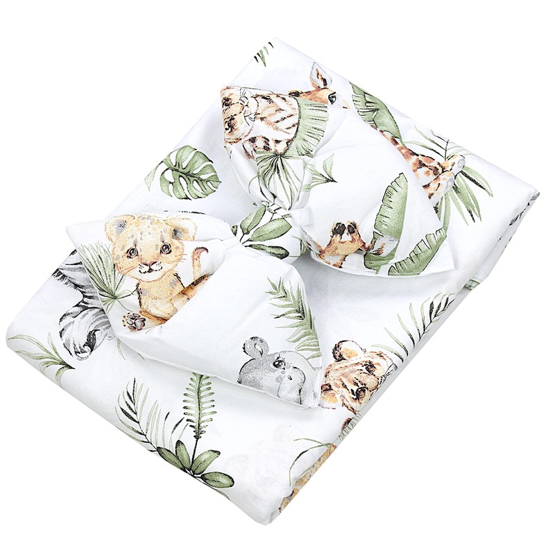 TupTam Baby Cot Canopy with Crown and Bow, Safari/Lion/Brown/Leaves/Green, ca.