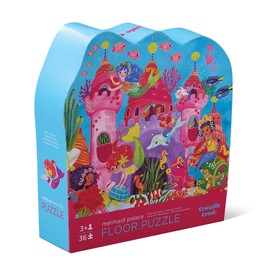 Crocodile Creek 36-Piece Jigsaw Floor Puzzle - Fun Floor Puzzles for Kids Ages 3-5 - Heavy-Duty Shaped Box for Storage - Mermaid Palace - 27" W x 20" H Finished